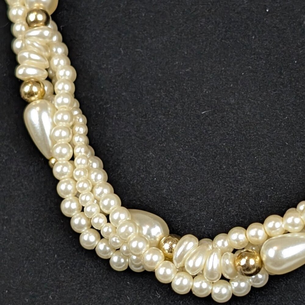 Vintage 4-Strand Faux Pearl Torsade Necklace